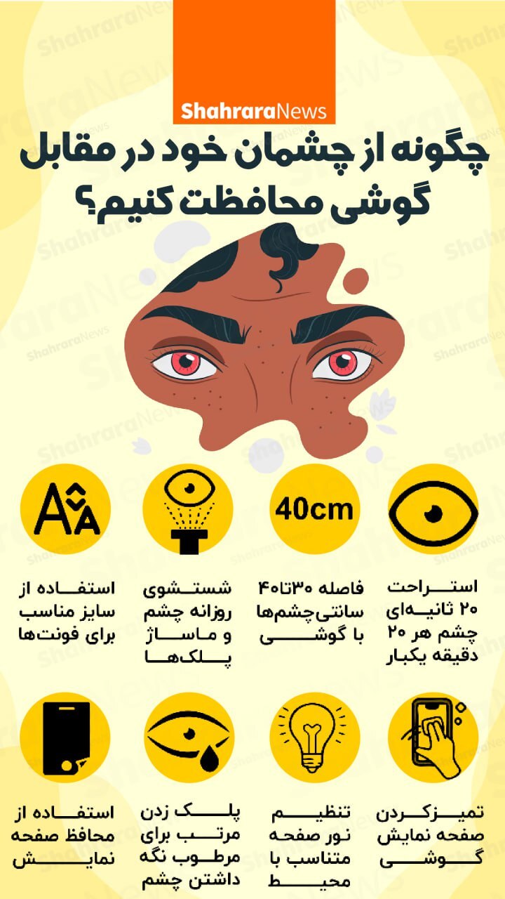 اینفوگرافی| چگونه از چشمان خود در مقابل گوشی محافظت کنیم؟