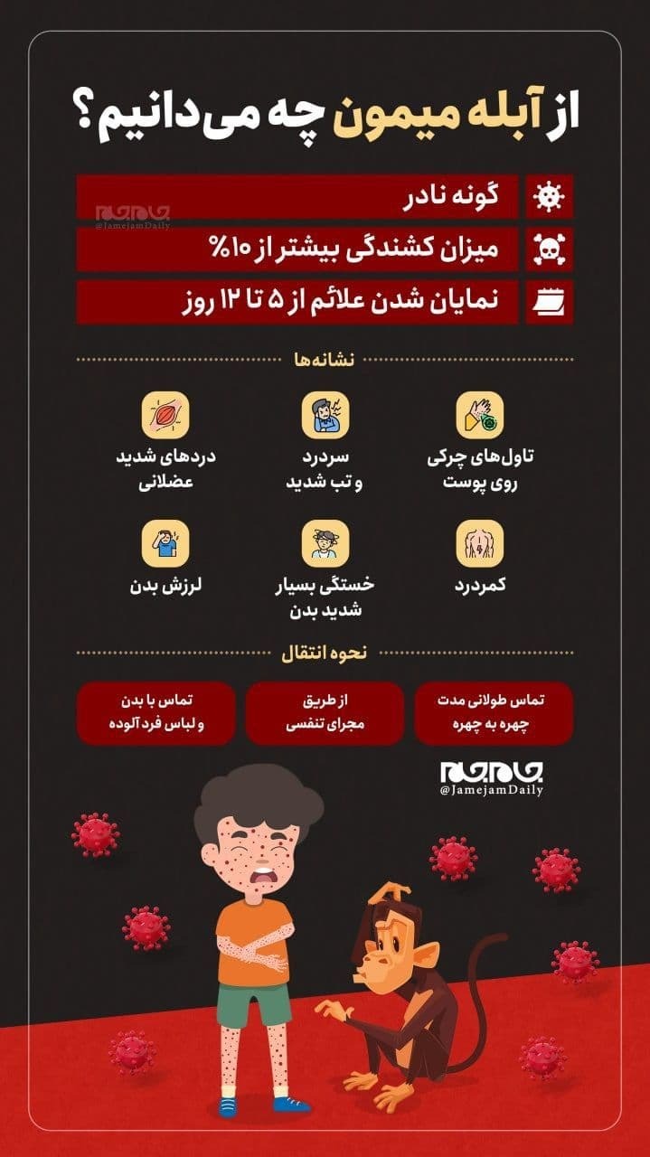 «آبله میمون» چیست؟ + نشانهها و علائم بیماری «آبله میمون» چیست؟ + نشانهها و علائم بیماری