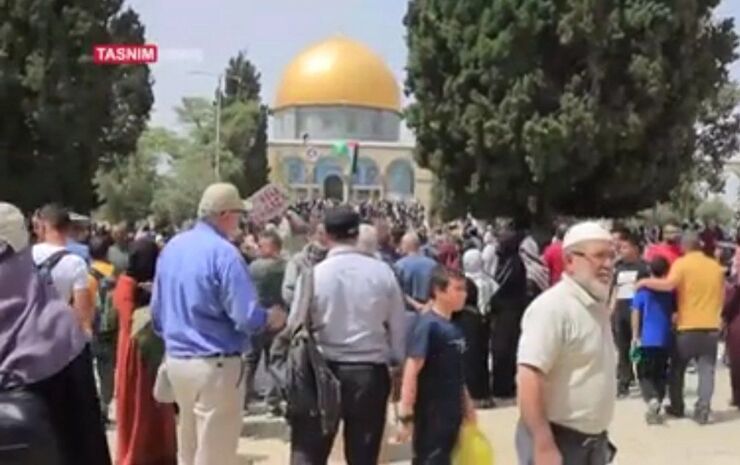 ویدئو | حضور پرشور فلسطینیان در مسجدالاقصی با وجود تشدید محدودیت ها