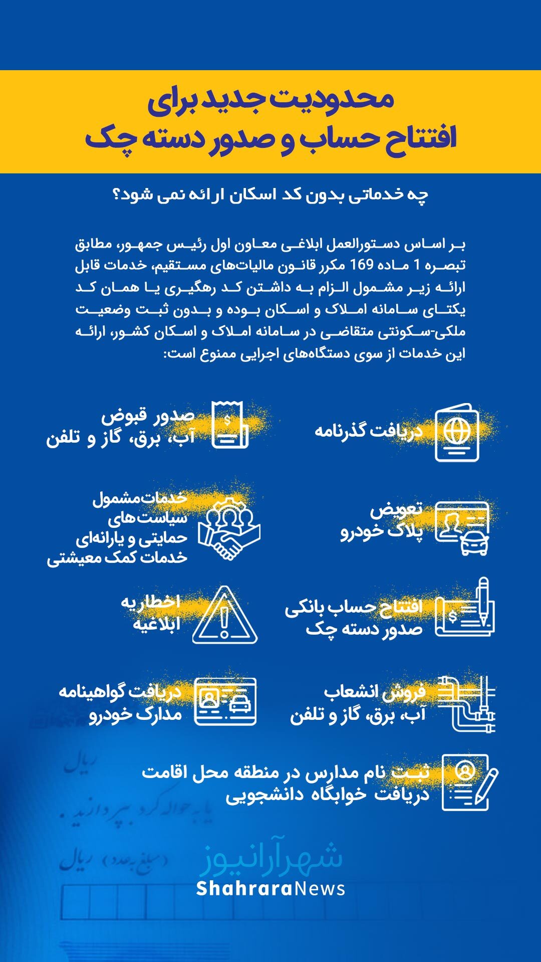 اینفوگرافی| محدودیت جدید برای افتتاح حساب و صدور دسته چک