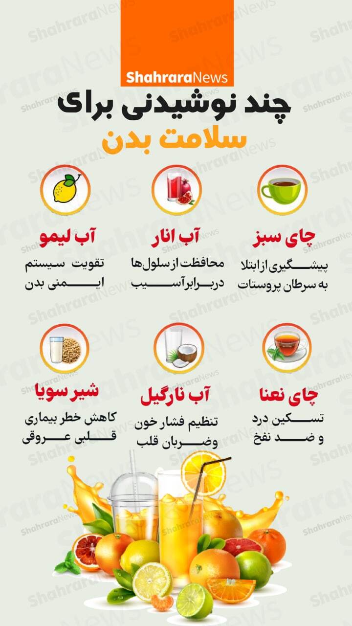 اینفوگرافی| چند نوشیدنی برای سلامت بدن