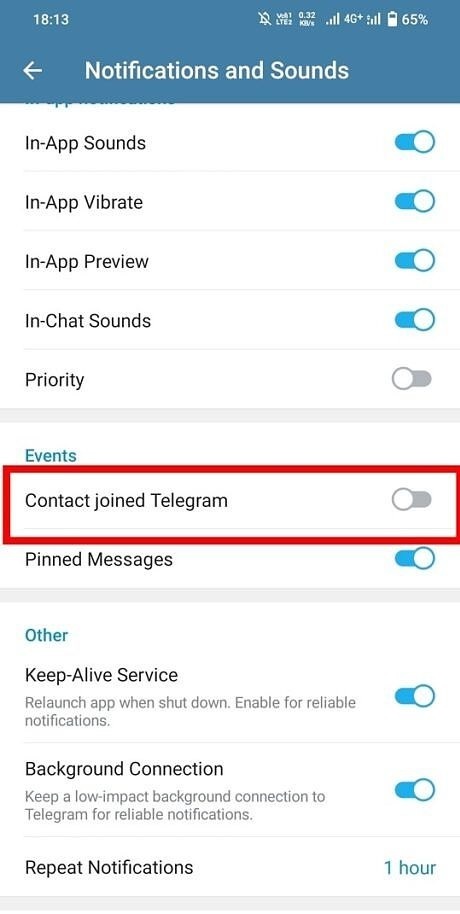 چطور نوتیفیکیشن Contact joined Telegram را در تلگرام غیرفعال کنیم؟ چطور نوتیفیکیشن Contact joined Telegram را در تلگرام غیرفعال کنیم؟