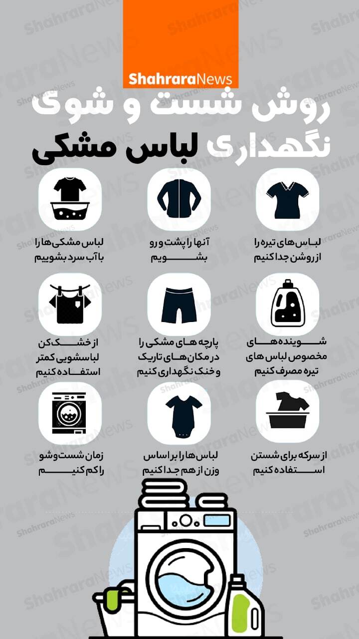 اینفوگرافی | روش شست و شو و نگهداری لباس مشکی