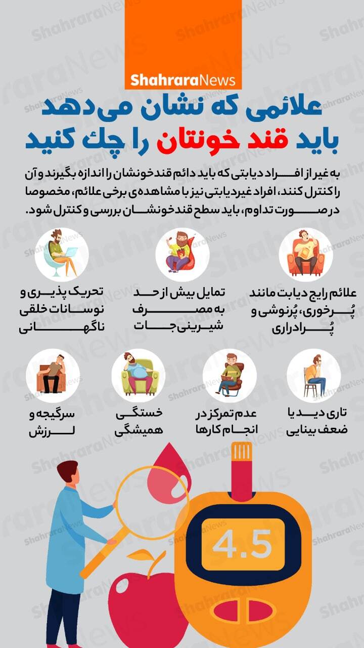 اینفوگرافی | علائمی که نشان می&zwnj;دهد باید قند خونتان را چک کنید