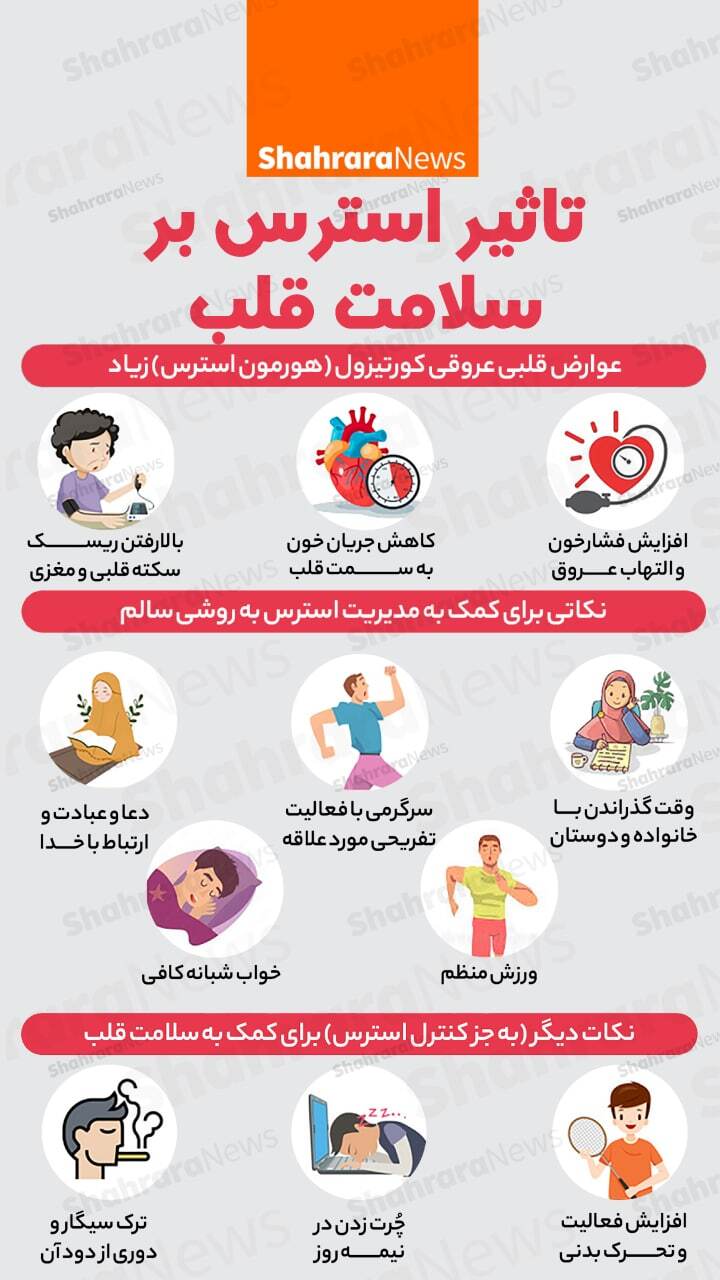 اینفوگرافی| تاثیر استرس بر سلامت قلب