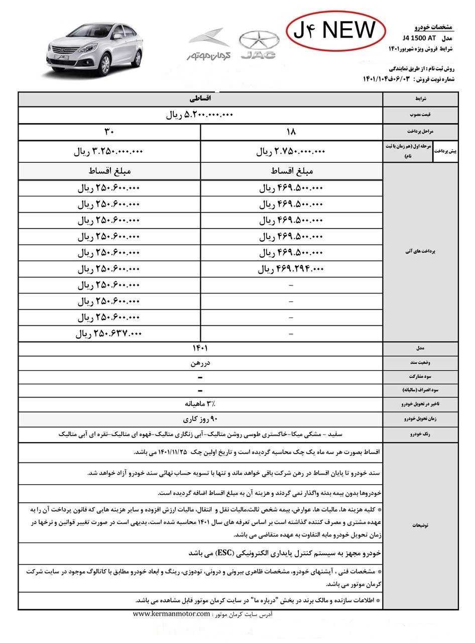 آغاز فروش خودروی جک J4 جدید از فردا (چهارشنبه ۱۶ شهریور ۱۴۰۱) + جدول و لینک فروش آغاز فروش خودروی جک J4 جدید از فردا (چهارشنبه ۱۶ شهریور ۱۴۰۱) + جدول و لینک فروش