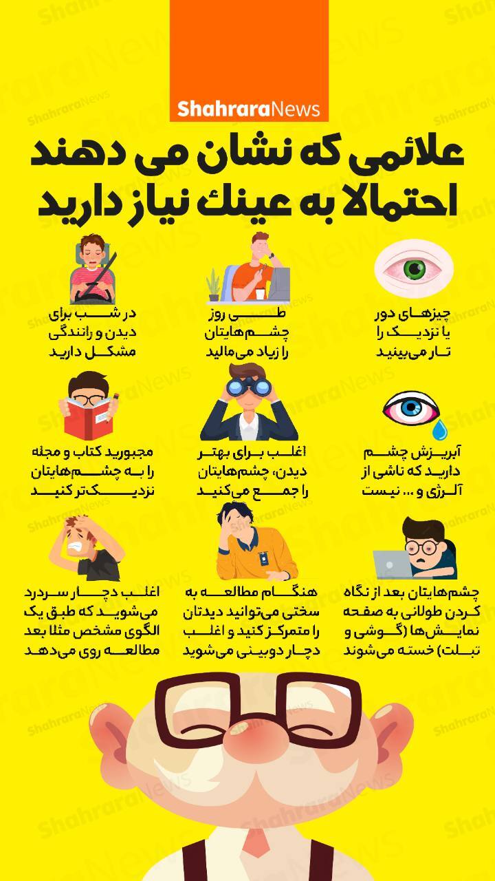 اینفوگرافی| علائمی که نشان می‌دهند احتمالا به عینک نیاز دارید