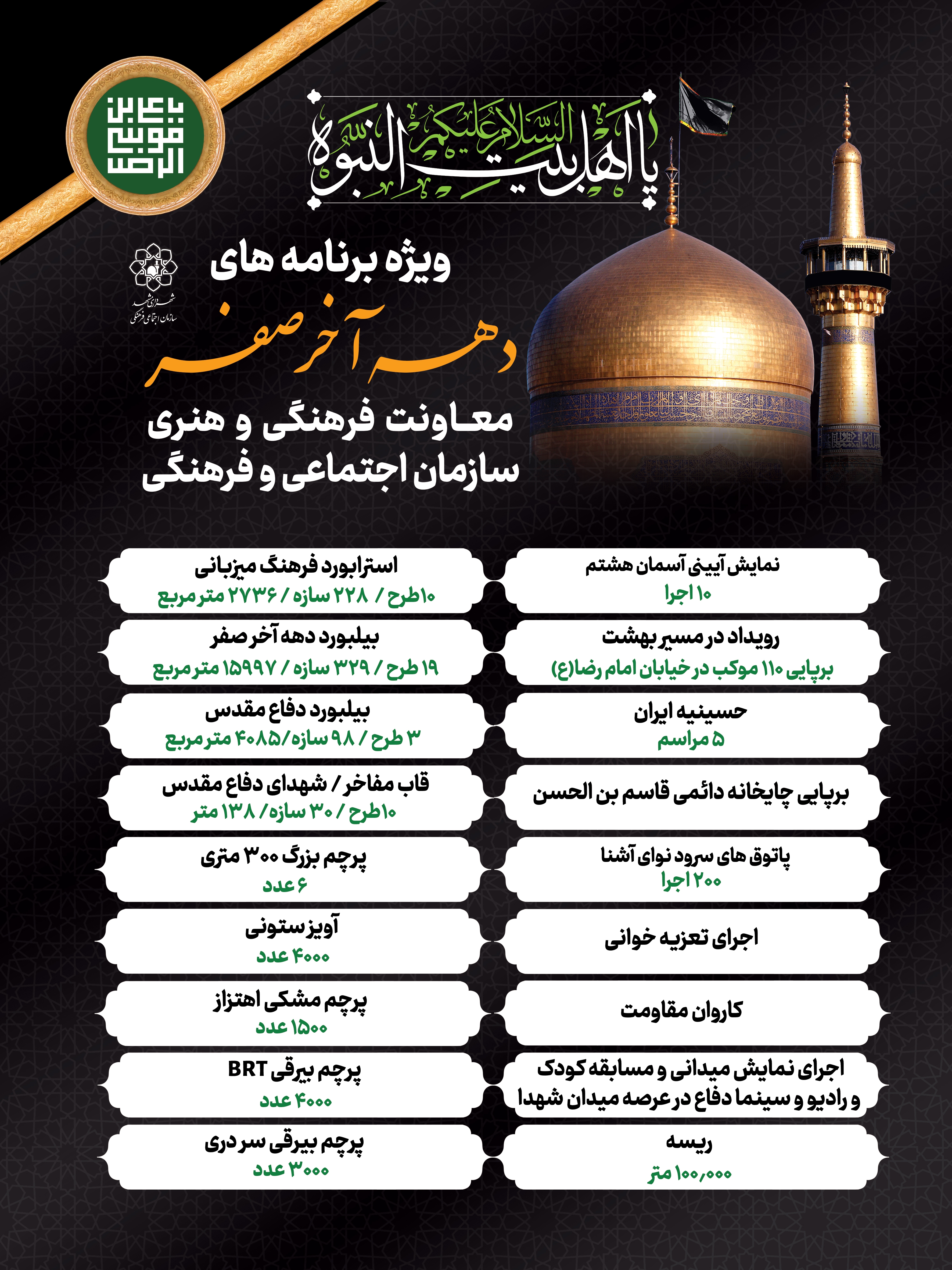 برپایی ۱۱۰ موکب در خیابان امام رضا (ع) مشهد برپایی ۱۱۰ موکب در خیابان امام رضا (ع) مشهد