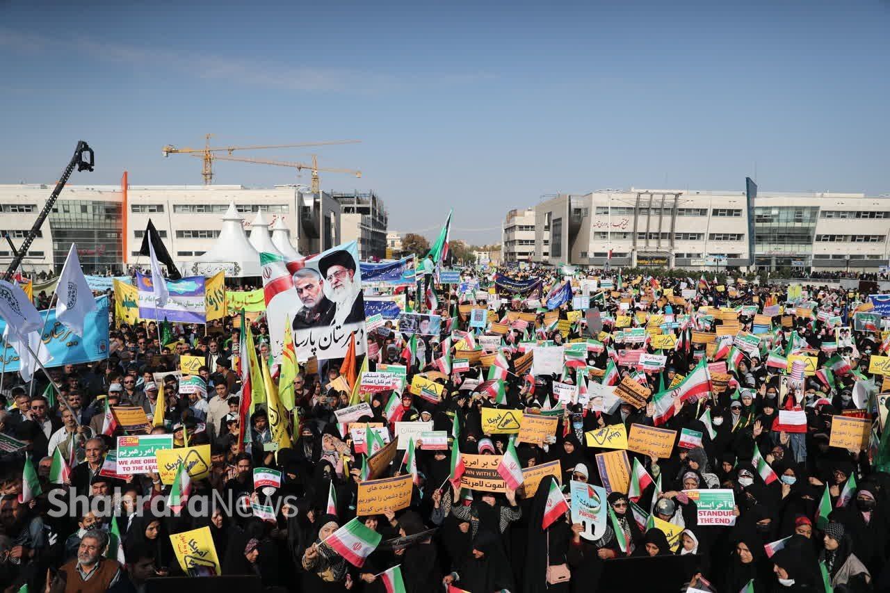 حضور پرشور و گسترده مردم مشهد در راهپیمایی ۱۳ آبان+ فیلم