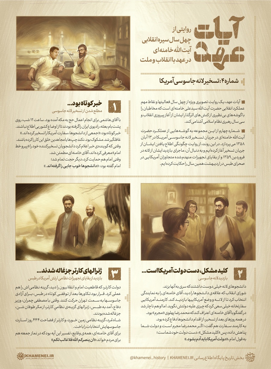 تسخیر لانه جاسوسی آمریکا به‌روایت رهبر انقلاب+ عکس