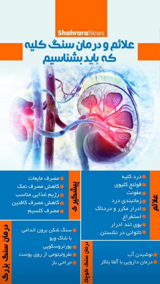 اینفوگرافی| علائم و درمان سنگ کلیه که باید بشناسیم