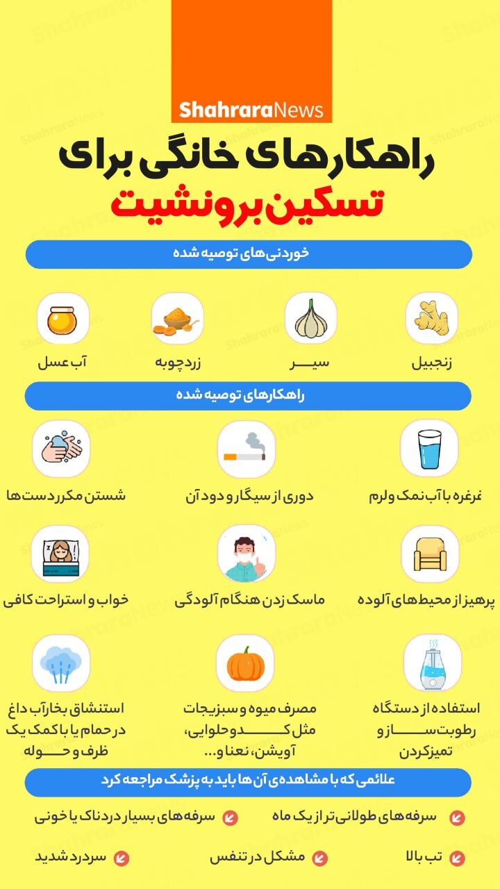 اینفوگرافی| راهکار‌های خانگی برای تسکین برونشیت