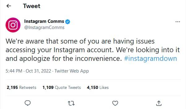 اینستاگرام دچار مشکل جهانی شد (۹ آبان ۱۴۰۱) + تصویر