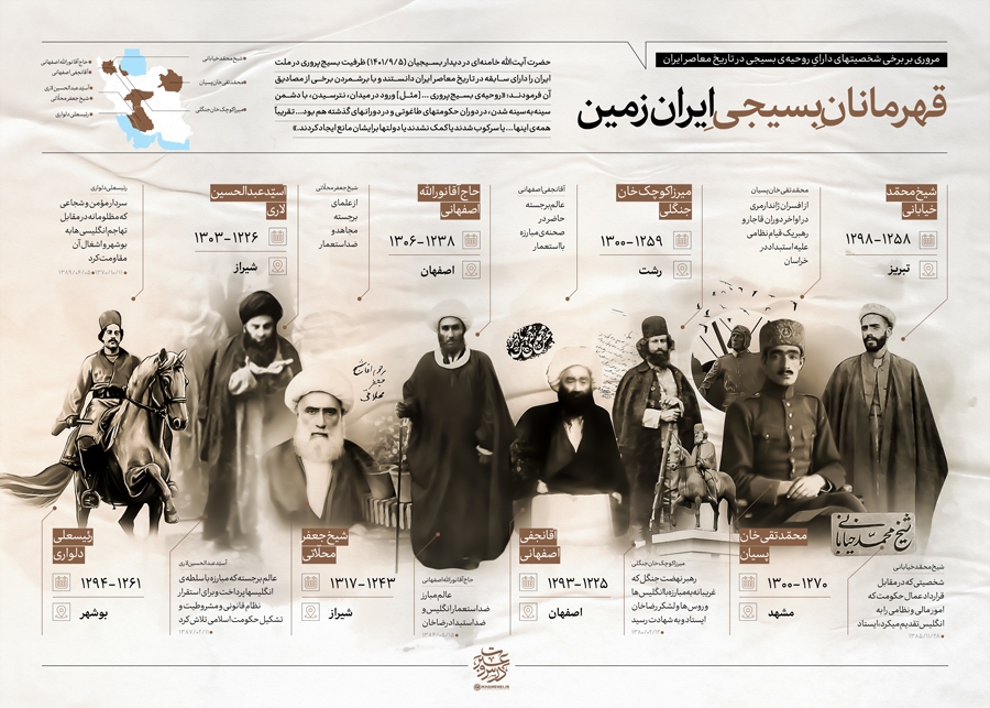 قهرمانانِ بسیجیِ ایرانزمین| مروری بر برخی شخصیتهای دارای روحیهی بسیجی در تاریخ معاصر ایران قهرمانانِ بسیجیِ ایرانزمین| مروری بر برخی شخصیتهای دارای روحیهی بسیجی در تاریخ معاصر ایران