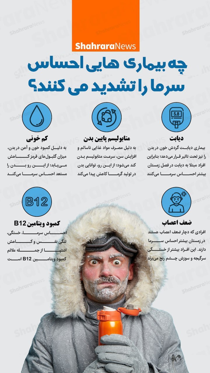 اینفوگرافی| چه بیماری‌هایی احساس سرما را تشدید می‌کند؟