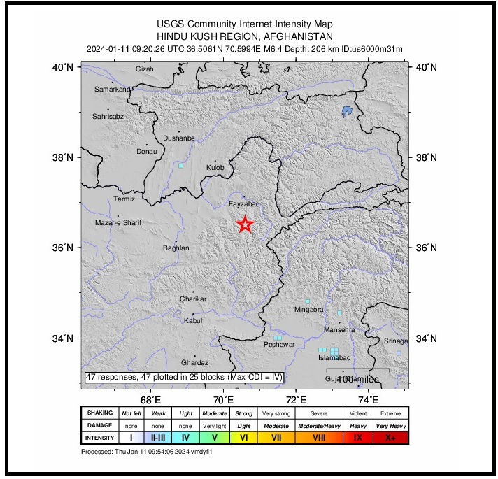 زلزلهای شدید بدخشان در شمال افغانستان را لرزاند (۲۱ دی ۱۴۰۲) + جزئیات زلزلهای شدید بدخشان در شمال افغانستان را لرزاند (۲۱ دی ۱۴۰۲) + جزئیات
