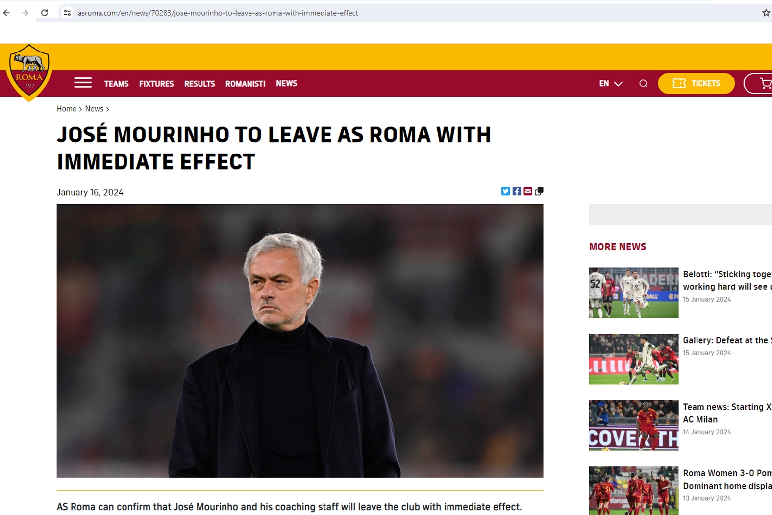 اخراج مورینیو از رم! + عکس اخراج مورینیو از رم! + عکس