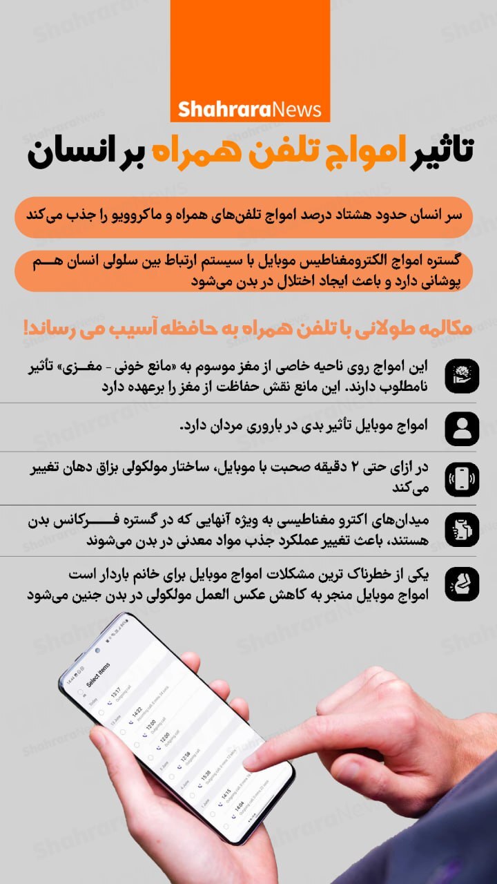اینفوگرافی| تاثیر امواج تلفن همراه بر انسان