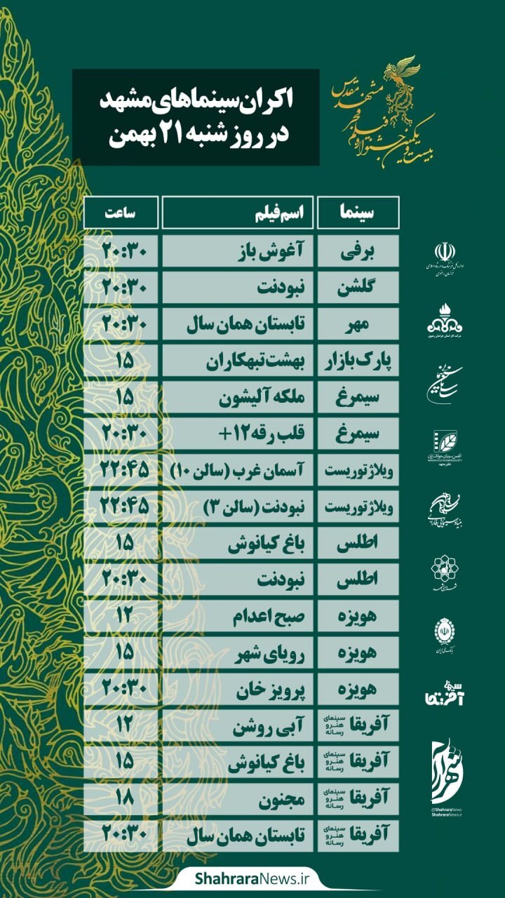فیلمهای ششمین روز از جشنواره فجر مشهد + جزئیات و جدول فیلمهای ششمین روز از جشنواره فجر مشهد + جزئیات و جدول