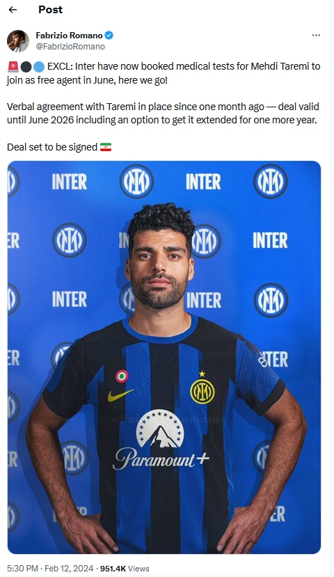 مهدی طارمی به اینتر پیوست + عکس مهدی طارمی به اینتر پیوست + عکس