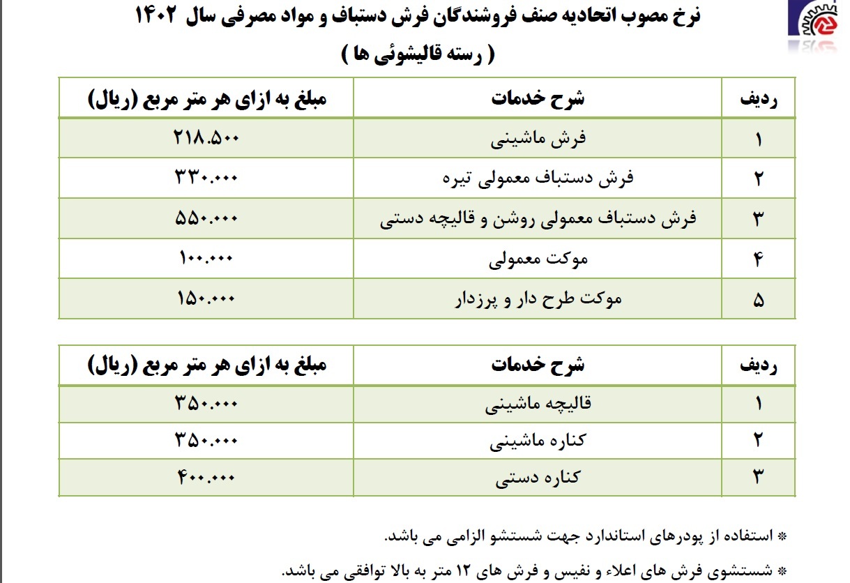 شهروندان به قالیشویی‌های مجاز در مشهد مراجعه کنند + نرخنامه