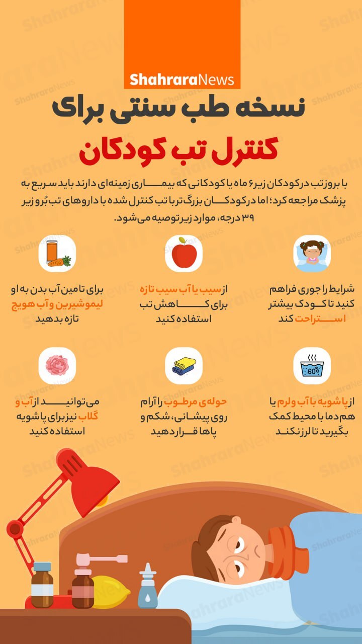 اینفوگرافی| نسخه طب سنتی برای کنترل تب کودکان
