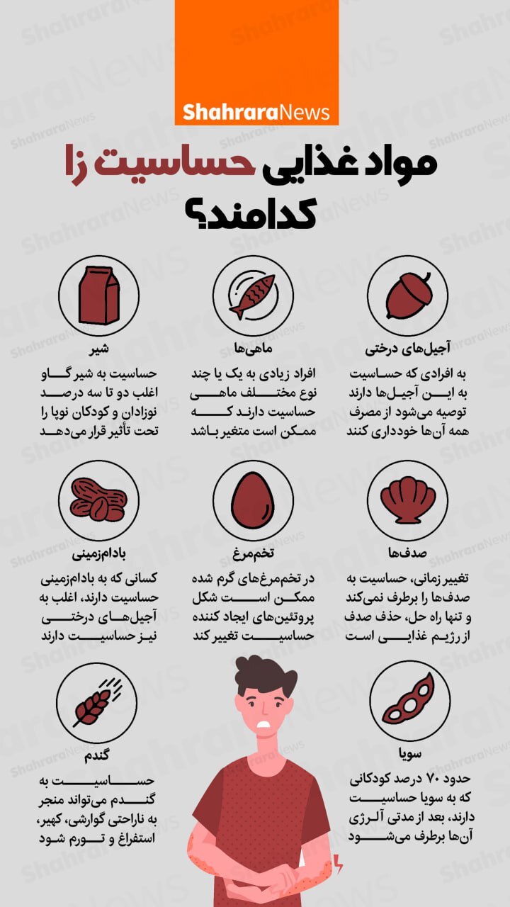 اینفوگرافی| مواد غذایی حساسیت‌زا کدامند؟