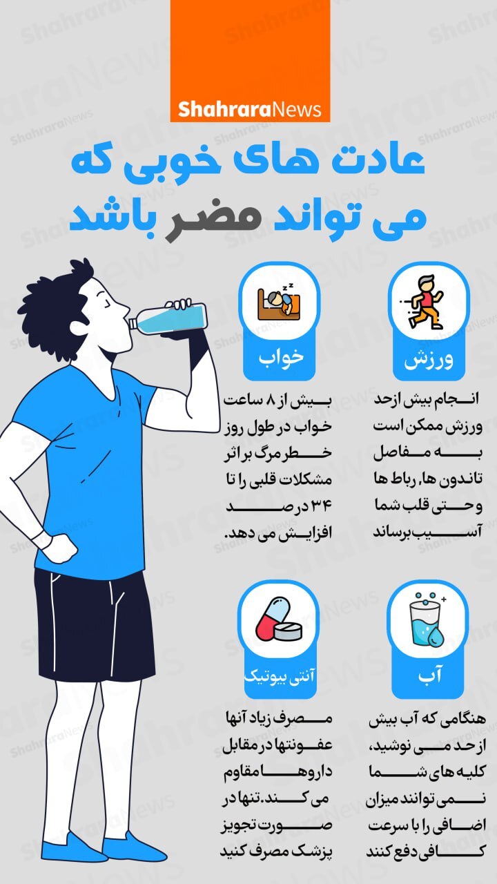 اینفوگرافی| عادت‌هایی خوبی که می‌تواند مضر باشد