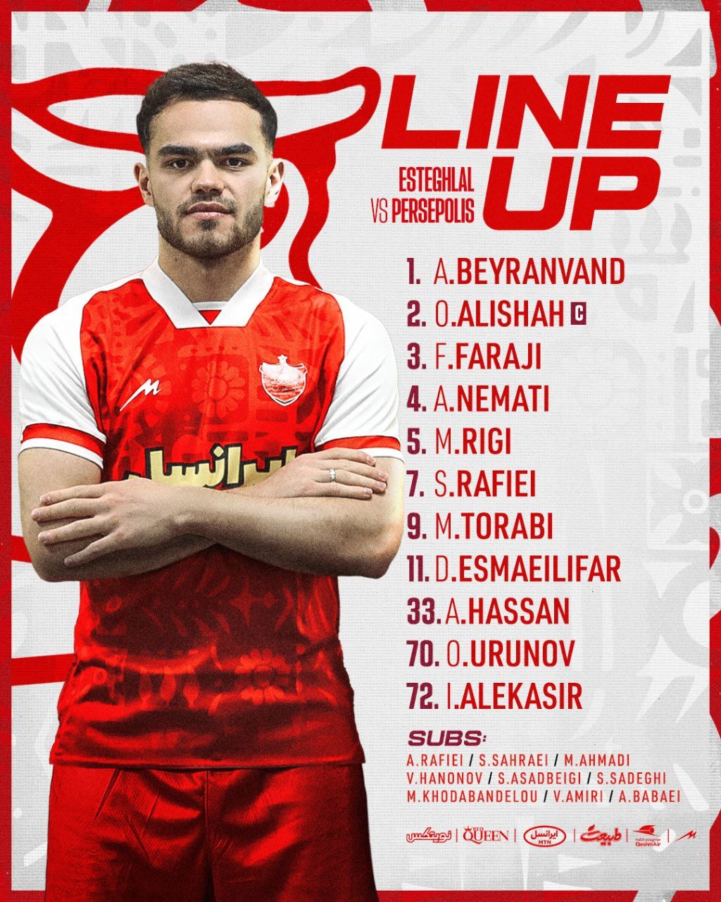 ترکیب پرسپولیس مقابل استقلال مشخص شد (۲۳ اسفند ۱۴۰۲) + عکس ترکیب پرسپولیس مقابل استقلال مشخص شد (۲۳ اسفند ۱۴۰۲) + عکس