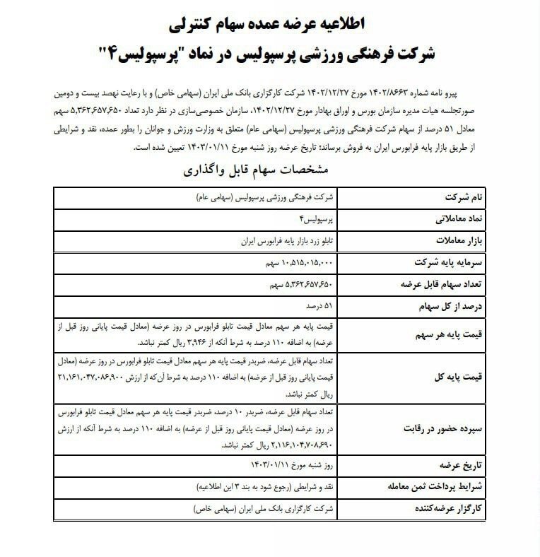 باشگاه پرسپولیس به بانک ملی واگذار شد+ عکس باشگاه پرسپولیس به بانک ملی واگذار شد+ عکس