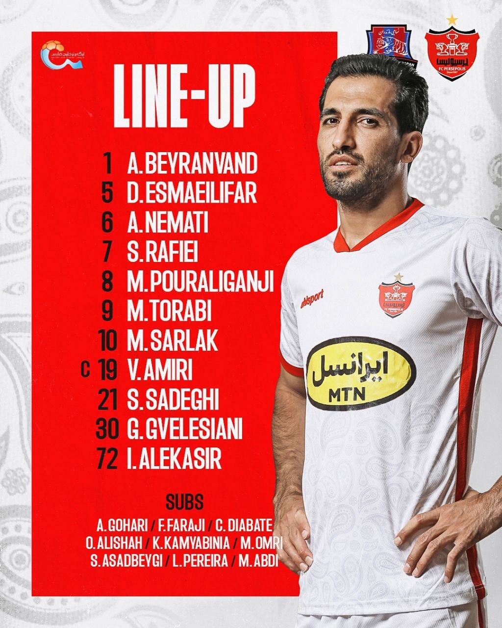 ترکیب پرسپولیس برای مقابله با نساجی مشخص شد + عکس ترکیب پرسپولیس برای مقابله با نساجی مشخص شد + عکس