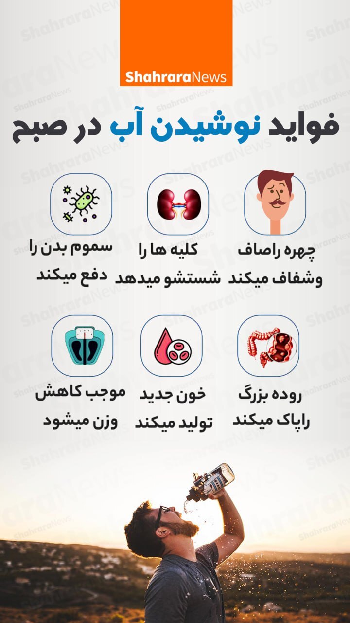 اینفوگرافی| فواید نوشیدن آب در صبح