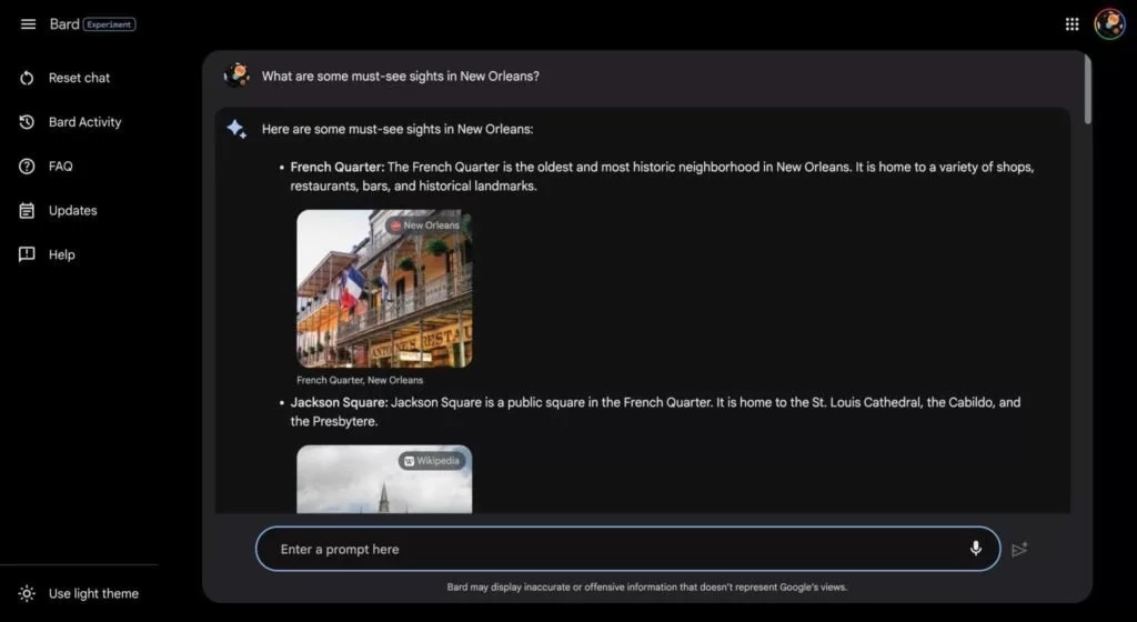 اولین بهروزرسانی بصری هوش مصنوعی «بارد» گوگل نمایش تصاویر در پاسخها را ممکن میکند اولین بهروزرسانی بصری هوش مصنوعی «بارد» گوگل نمایش تصاویر در پاسخها را ممکن میکند