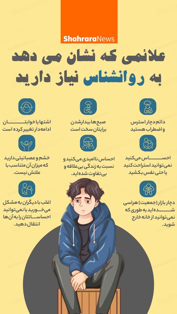 اینفوگرافی| علائمی که نشان می‌دهد به روانشناس نیاز دارید