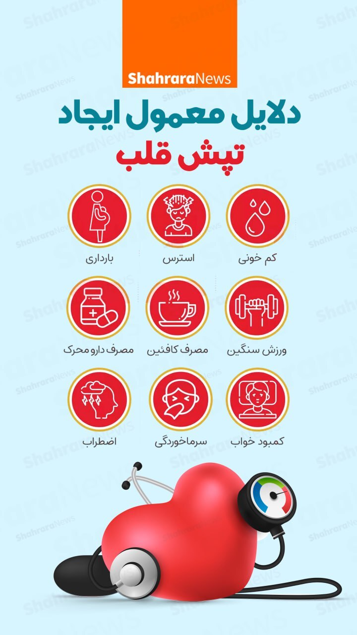 اینفوگرافی| دلایل معمول ایجاد تپش قلب