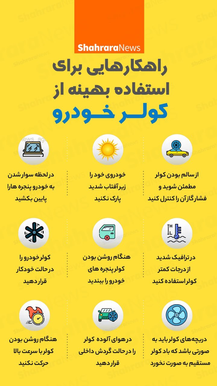 اینفوگرافی| راهکارهایی برای استفاده بهینه از کولر خودرو