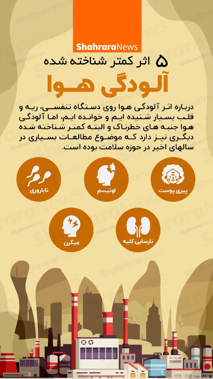 اینفوگرافی| پنج اثر کمتر شناخته شده الودگی هوا