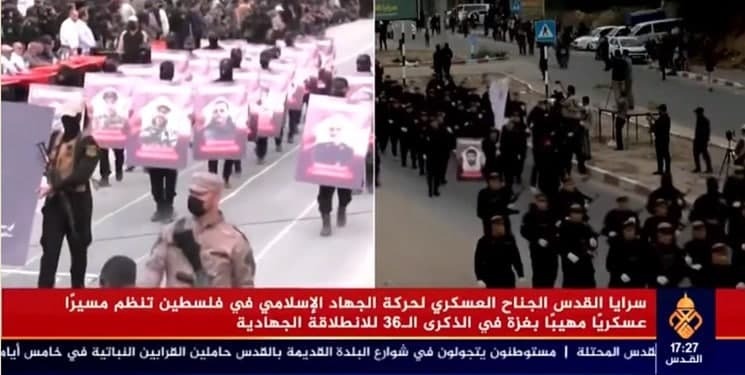 رژه نیروهای مقاومت فلسطین با تصویر حاج قاسم + فیلم رژه نیروهای مقاومت فلسطین با تصویر حاج قاسم + فیلم