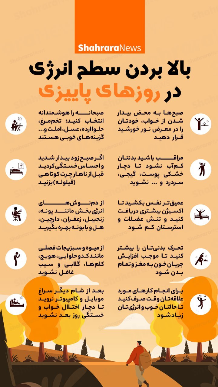 اینفوگرافی| بالا بردن سطح انرژی در روز‌های پاییزی