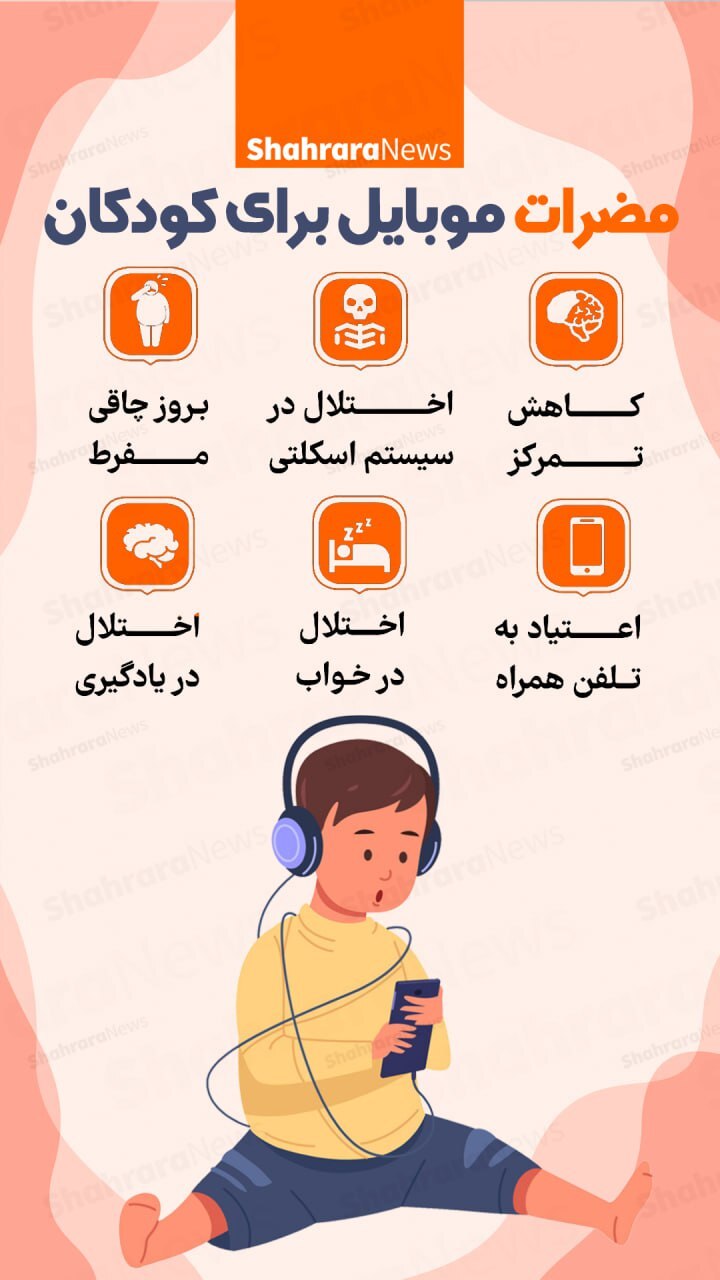 اینفوگرافی| مضرات موبایل برای کودکان