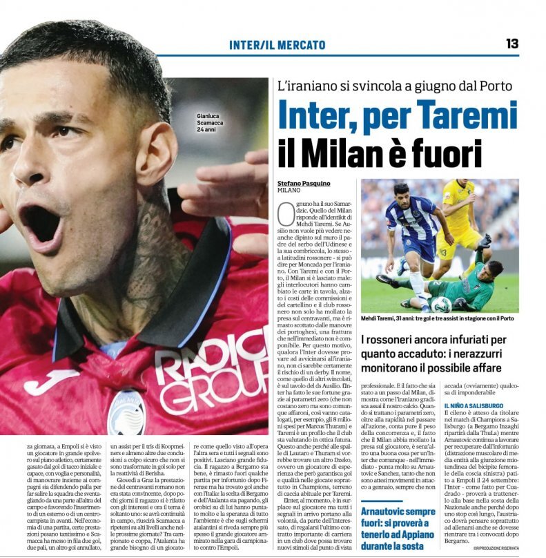 رسانه های ایتالیایی طارمی را به اینتر سنجاق کردند + عکس رسانه های ایتالیایی طارمی را به اینتر سنجاق کردند + عکس