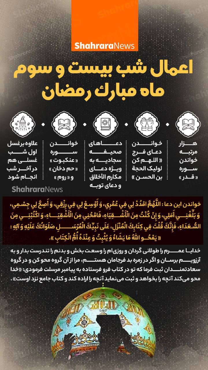 اینفوگرافی| اعمال شب بیست و سوم ماه مبارک رمضان