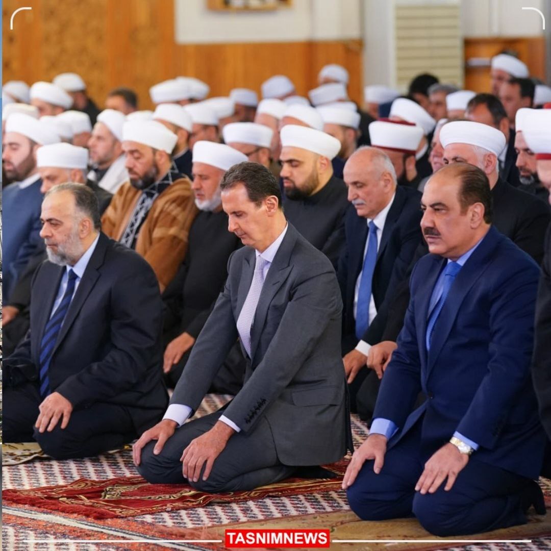 حضور بشار اسد در نماز عید سعید فطر + عکس