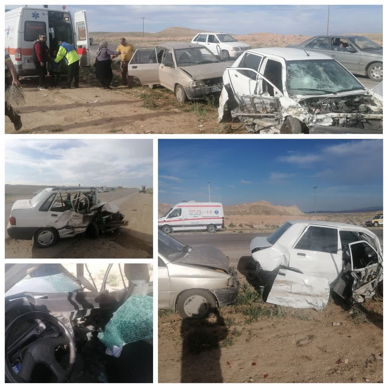 ۸ مصدوم در برخورد ۳ دستگاه خودروی پراید در جاده قدیم نیشابور-مشهد+ عکس (۳۱ فروردین ۱۴۰۳) ۸ مصدوم در برخورد ۳ دستگاه خودروی پراید در جاده قدیم نیشابور-مشهد+ عکس (۳۱ فروردین ۱۴۰۳)
