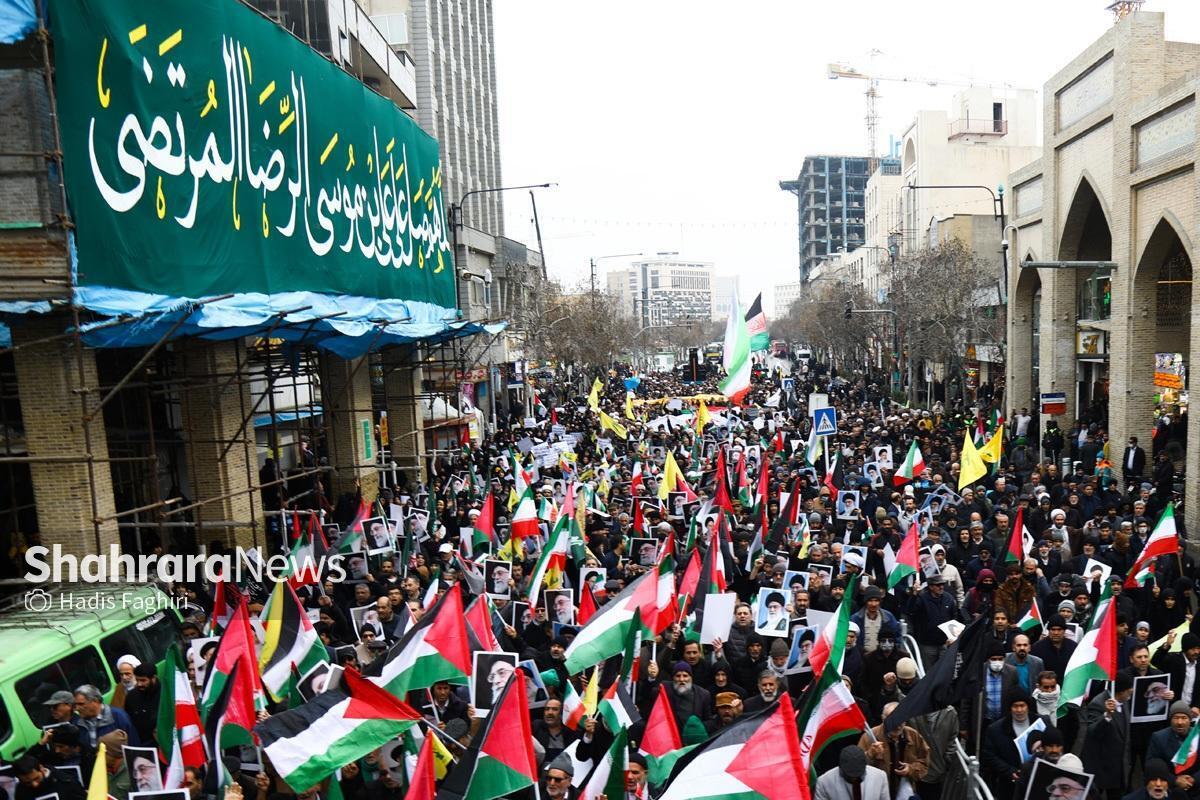 راهپیمایی جمعه نصر و جشن پیروزی مقاومت فلسطین در مشهد + فیلم