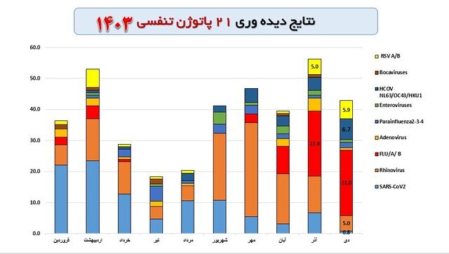 آنفلوانزا و کرونا در صدر ویروسهای تنفسی در گردش آنفلوانزا و کرونا در صدر ویروسهای تنفسی در گردش