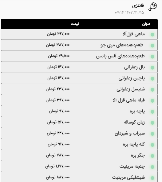 قیمت امروز گوشت و مرغ در مشهد (۱۵ اسفند ۱۴۰۳) | گوشت گوساله افزایش یافت