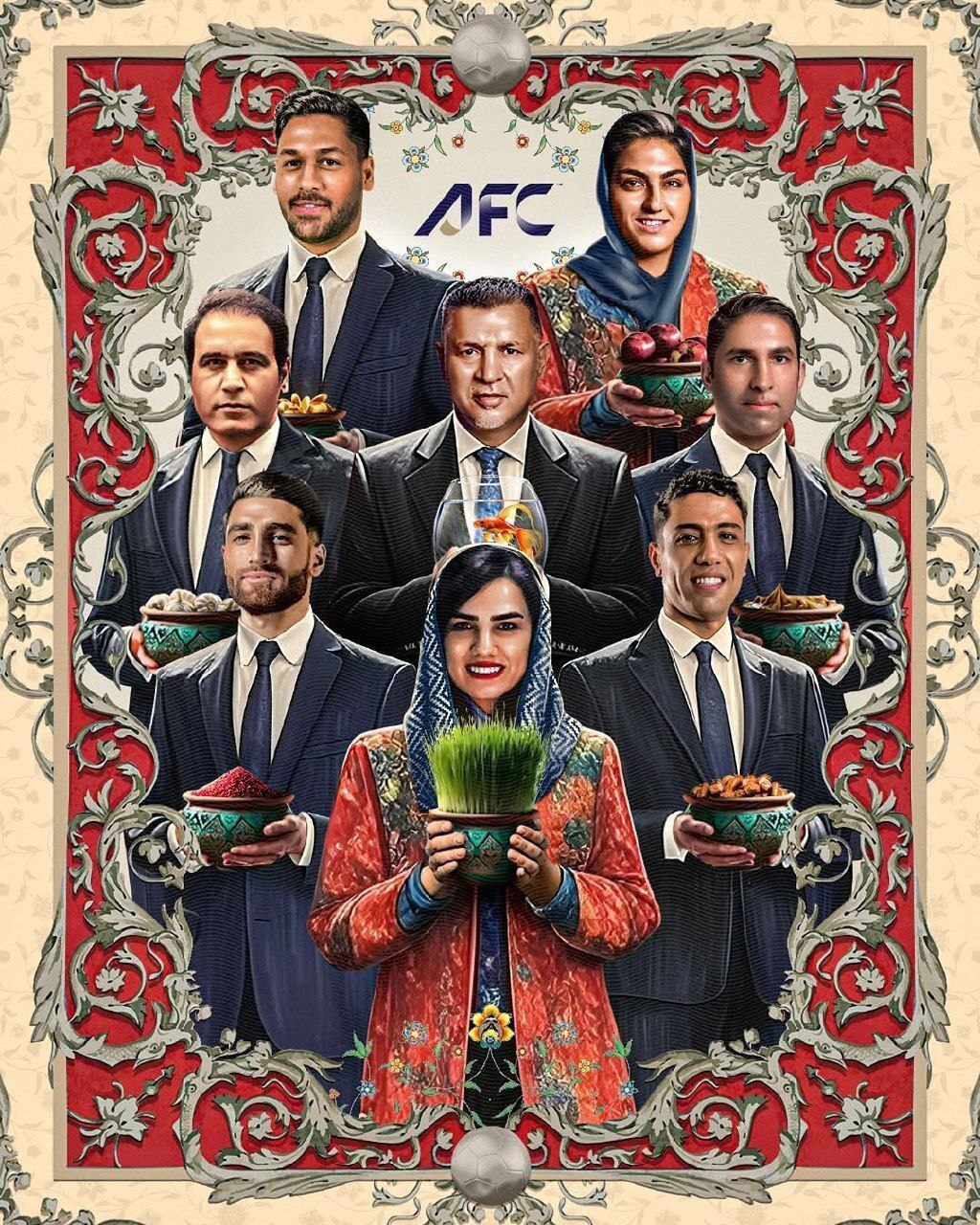 پوستر  AFC به مناسبت عید نوروز | اسطوره‌های فوتبال ایران با محوریت علی دایی+تصویر