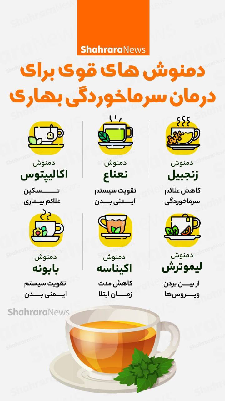 اینفوگرافی| دمنوش‌های قوی برای درمان سرماخوردگی بهاری