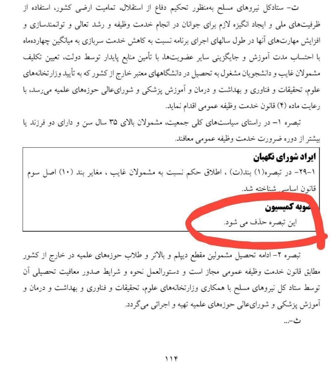 معافیت مشمولان ۳۵ساله و دارای ۲فرزند از قانون بودجه حذف شد+سند معافیت مشمولان ۳۵ساله و دارای ۲فرزند از قانون بودجه حذف شد+سند